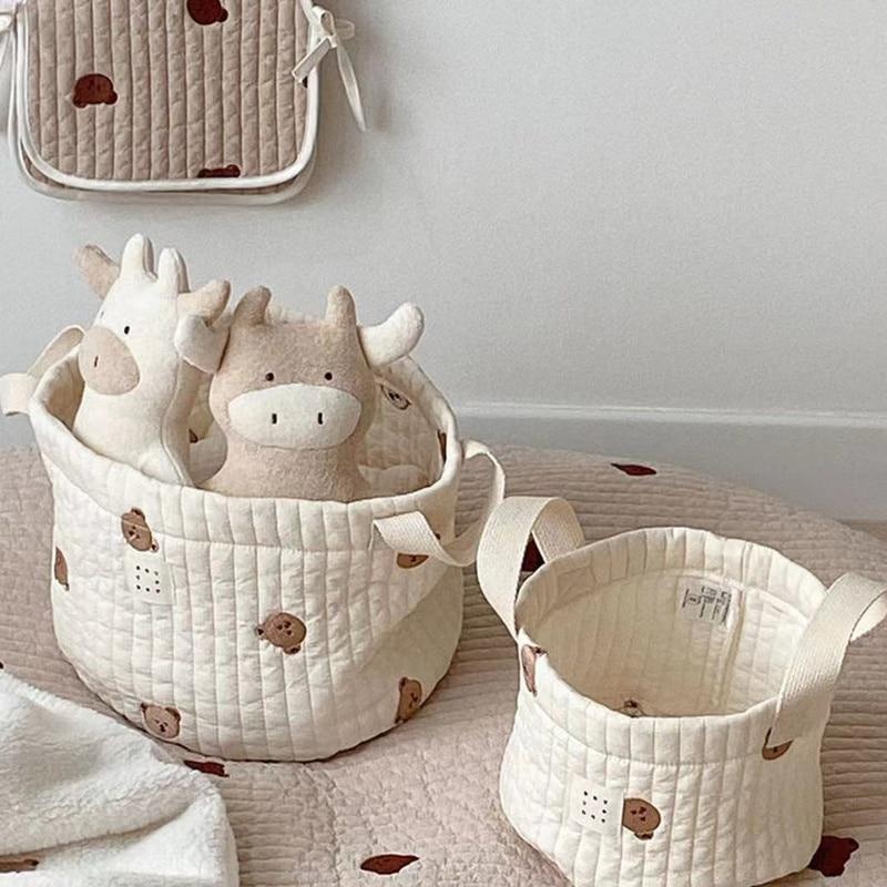 Baby Clothing Basket - Cute Bear Embroidery Diaper Bag Nappy