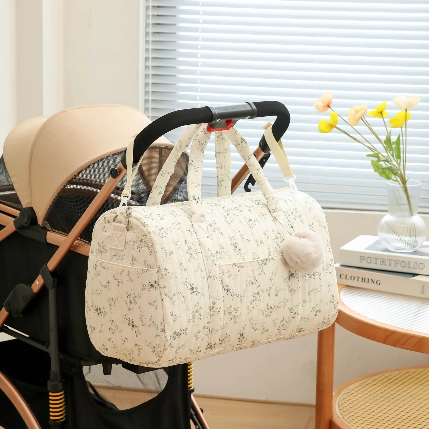 Embroidery Floral Mommy Bag La - Baby Clothing Hamper ulasan dan harga