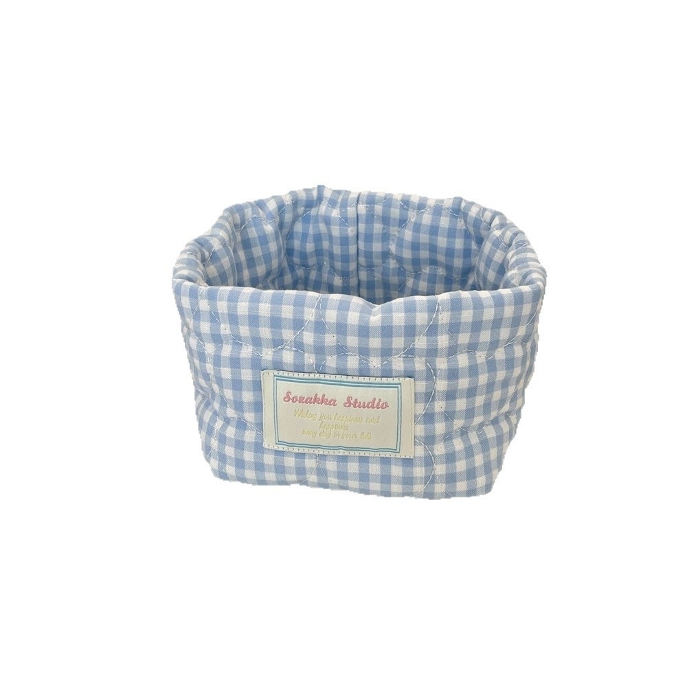 Plaid Stripe Grid Fabric Stora - Baby Clothing Basket ulasan dan harga