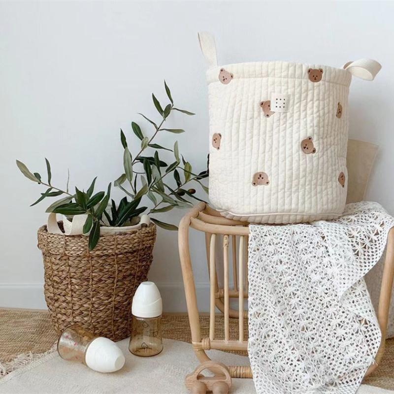 Cute Bear Embroidery Diaper Ba - Baby Clothing Basket ulasan dan harga
