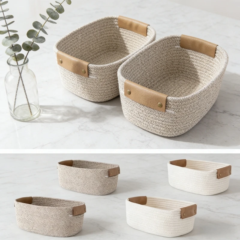 Woven Cotton Rope Desk Storage - Baby Clothing Basket ulasan dan harga